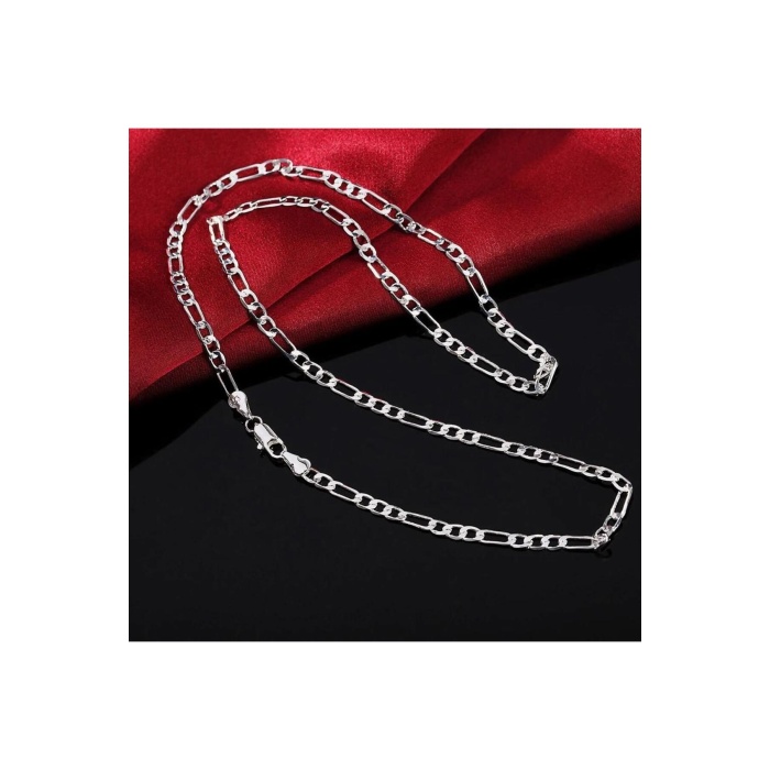 925 Ayar Erkek Kadın Unisex Figaro Gümüş Kaplama Zincir Kolye