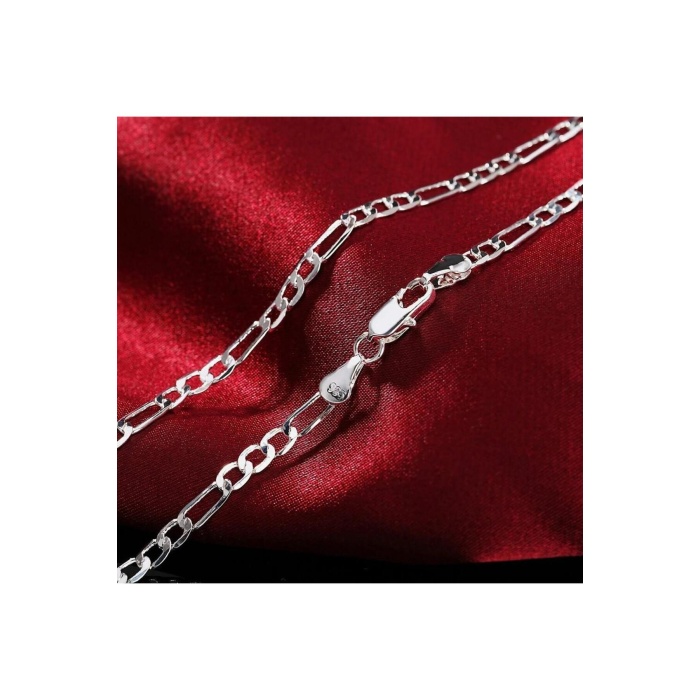 925 Ayar Erkek Kadın Unisex Figaro Gümüş Kaplama Zincir Kolye