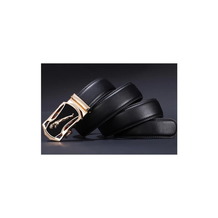 Ayarlanabilir Mekanizmalı Paslanmaz Çelik Deliksiz Otomatik Toka Hakiki Deri Erkek Bel Kemeri 130cm