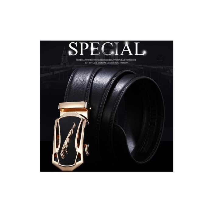 Ayarlanabilir Mekanizmalı Paslanmaz Çelik Deliksiz Otomatik Toka Hakiki Deri Erkek Bel Kemeri 130cm