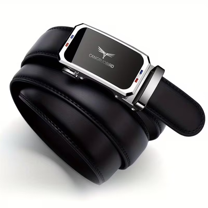 Ayarlanabilir Mekanizmalı Paslanmaz Çelik Deliksiz Otomatik Toka Hakiki Deri Erkek Bel Kemeri 130cm