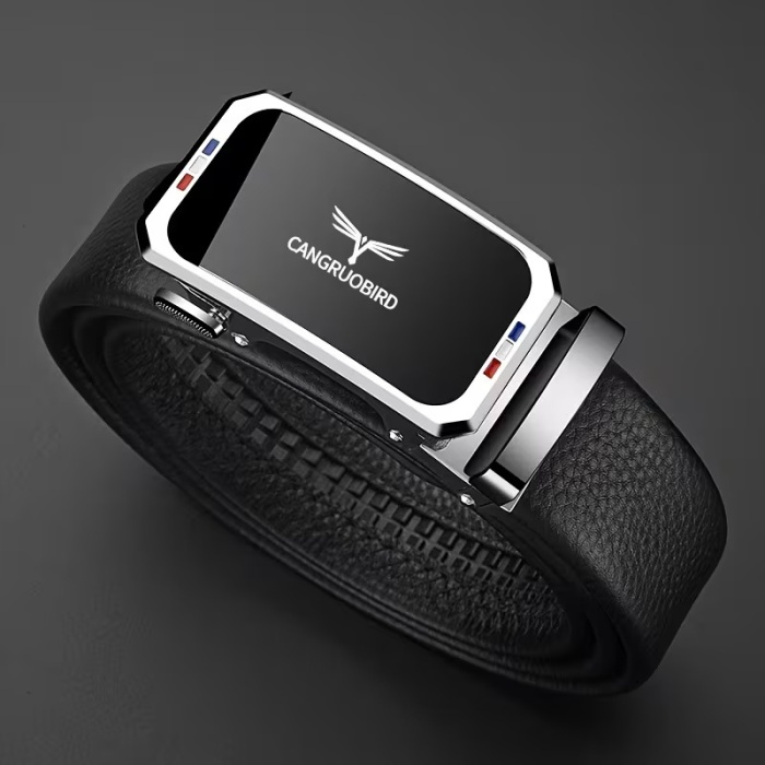 Ayarlanabilir Mekanizmalı Paslanmaz Çelik Deliksiz Otomatik Toka Hakiki Deri Erkek Bel Kemeri 130cm