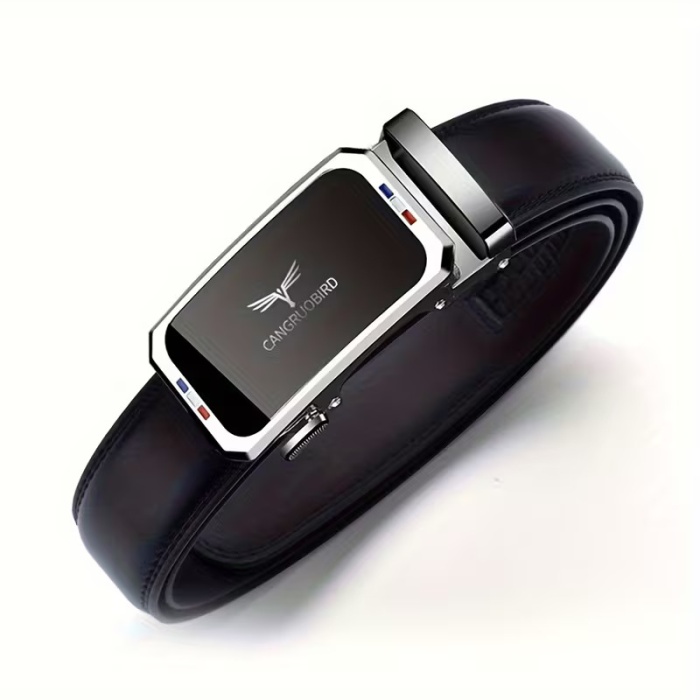 Ayarlanabilir Mekanizmalı Paslanmaz Çelik Deliksiz Otomatik Toka Hakiki Deri Erkek Bel Kemeri 130cm