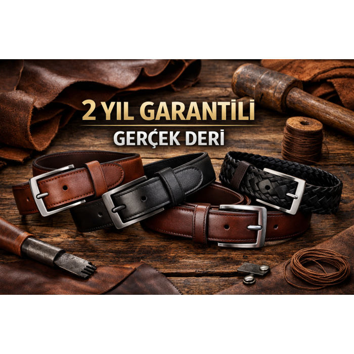 Ayarlanabilir Mekanizmalı Paslanmaz Çelik Deliksiz Otomatik Toka Hakiki Deri Erkek Bel Kemeri 130cm