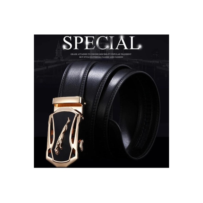 Ayarlanabilir Mekanizmalı Paslanmaz Çelik Deliksiz Otomatik Toka Hakiki Deri Erkek Bel Kemeri 130cm