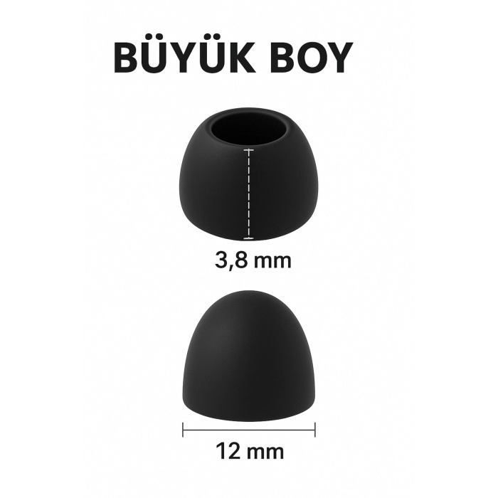 1 Çift 2 Adet Kulaklık Silikonu Samsung Uyumlu-Büyük 12mm Siyah