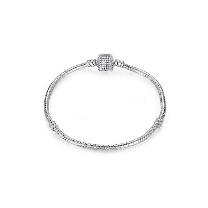 925 Ayar Gümüş Taş Desenli Silindir Kilit Kadın Gümüş Bileklik