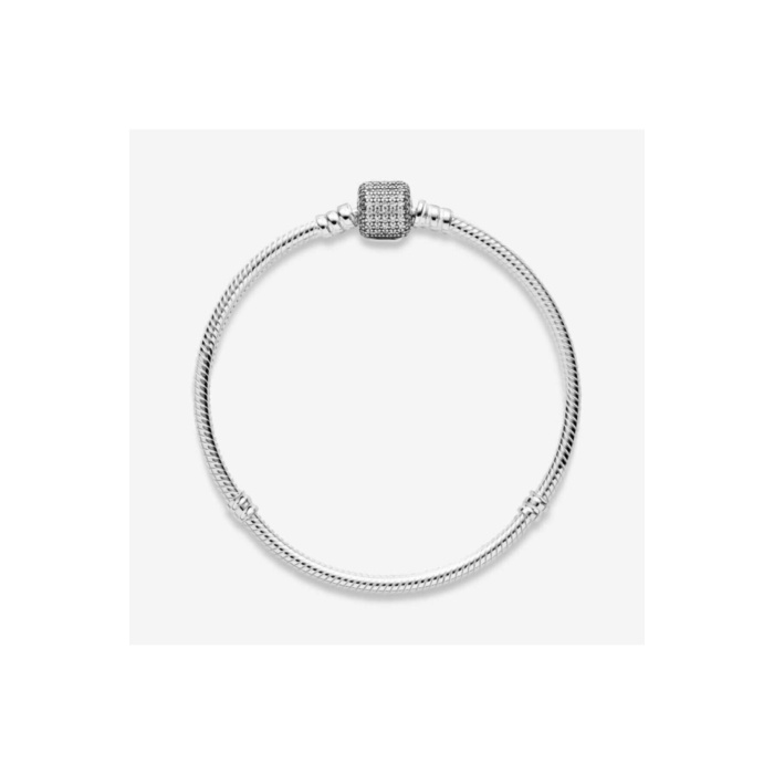 925 Ayar Gümüş Taş Desenli Silindir Kilit Kadın Gümüş Bileklik