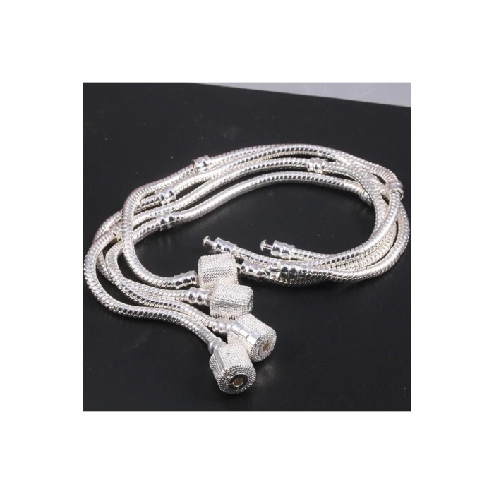 925 Ayar Gümüş Taş Desenli Silindir Kilit Kadın Gümüş Bileklik