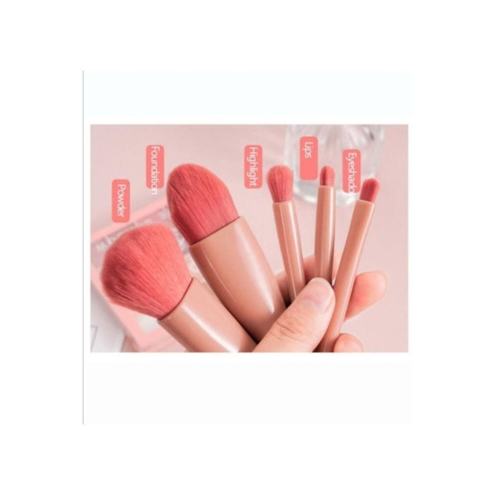 Özel Kutulu Taşınabilir 5li Aynalı Makyaj Fırça Seti Profesyonel Allık-fondöten