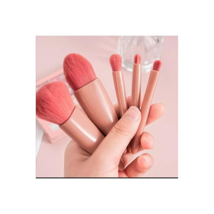 Özel Kutulu Taşınabilir 5li Aynalı Makyaj Fırça Seti Profesyonel Allık-fondöten