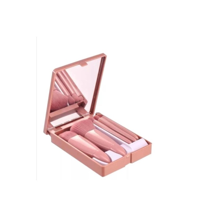 Özel Kutulu Taşınabilir 5li Aynalı Makyaj Fırça Seti Profesyonel Allık-fondöten