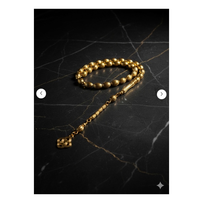 14K Altın Kaplama Erkek Arpa Kesim Bilek Tesbih – Lüks Hediye Kutulu