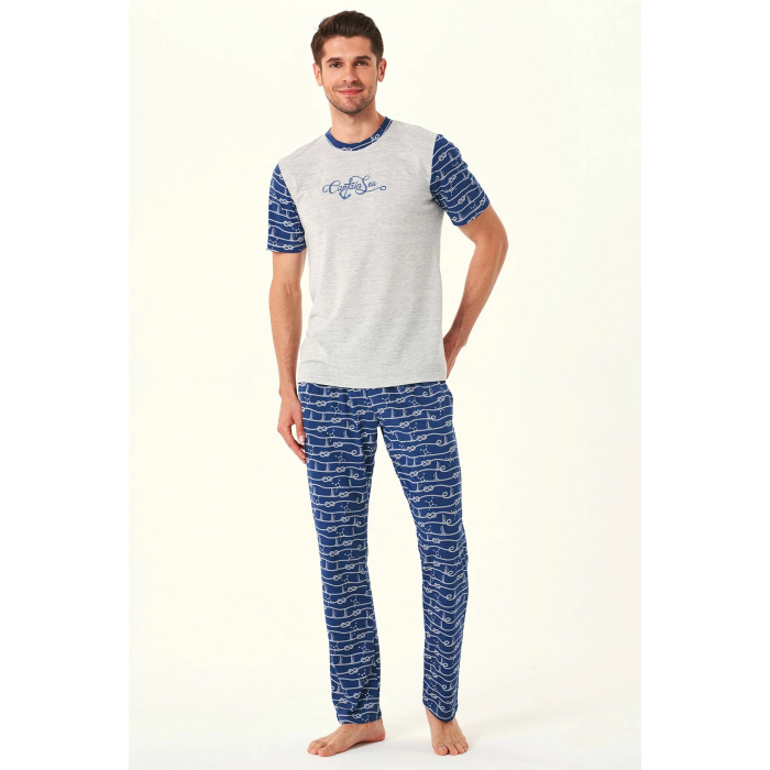 Feyza 4538 Eşli Erkek Marine İkili Pijama Takımı