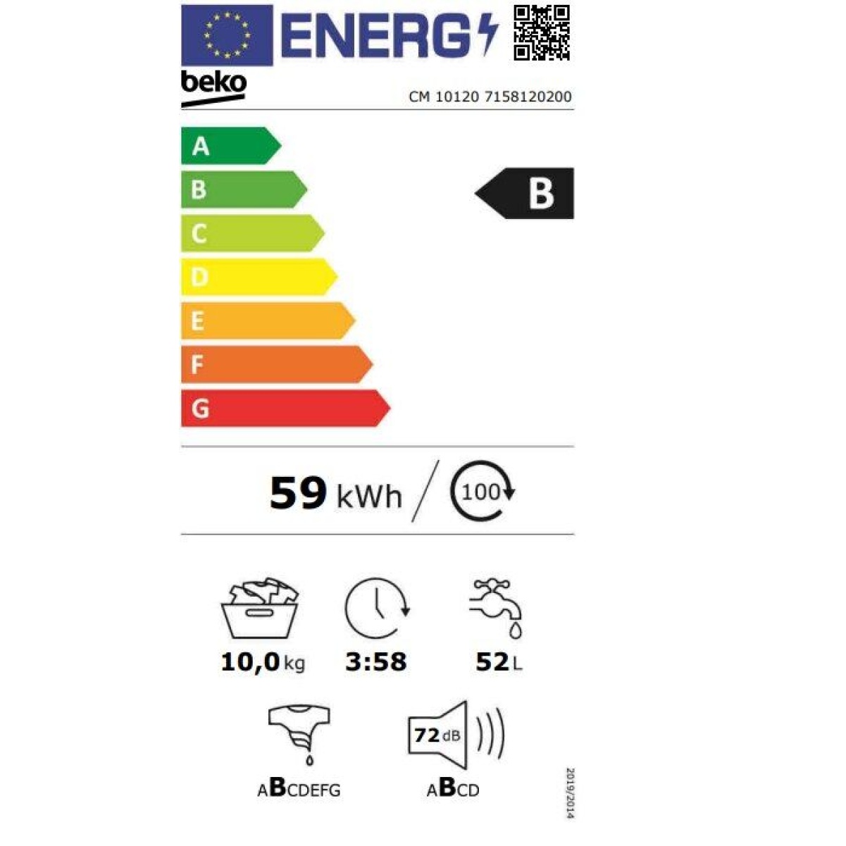 Beko CM 10120 A 10 kg 1200 Devir Çamaşır Makinesi