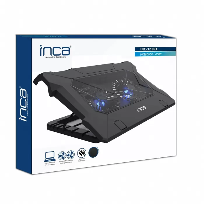 İnca Inc-021rx Ergonomıc Double Fan + Stand + With Rubber Sılent Notebook Cooler Black