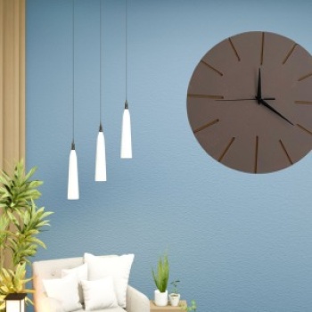 Ahşap Minimal Dekoratif Duvar Saati - 33x33 cm Vizon