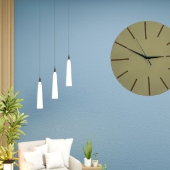 Ahşap Minimal Dekoratif Duvar Saati - 33x33 cm Açık Sarı