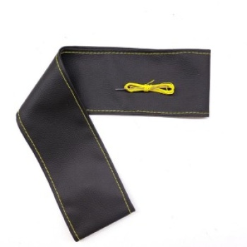 Tüm Araçlara Uyumlu Deri Direksiyon Kılıfı, Dikmeli Sarı Dikişli