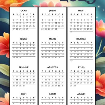 2025 Takvimi Kişiye Özel Çiçek Serisi 2 Detaylı Tasarım