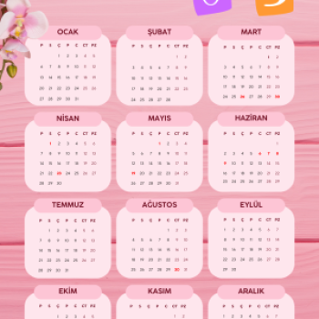 2025 Takvimi Kişiye Özel Orkide Çiçeği Detaylı Tasarım