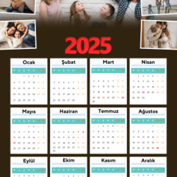 2025 Takvimi Kişiye Özel Aile Fotoğraflı Tasarım