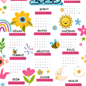 2025 Takvimi Kişiye Özel Bahar Konseptli Tasarım