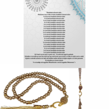 Namaz Tesbihi Vavlı 99lu Cam İncili 35 Besmele-i Şerif Dua Kartı ile Süt Kahve Renk Hediyelik
