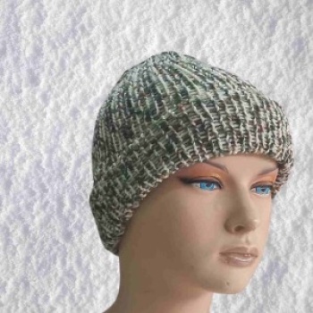 El Örgüsü Doğal Yün ve Akrilik Karışımlı Sıcacık Kış Beresi Yeşil Karışık Renk