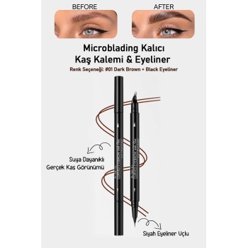 Suya Dayanıklı Çatal Uçlu Kaş Kalemi – 2’si 1 Arada Krem Microblading Etkili Eyeliner & Kaş Kalemi