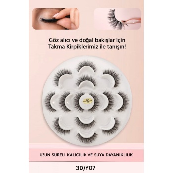 7 Çift Doğal İpek Takma Kirpik 5D 07 Hacimli