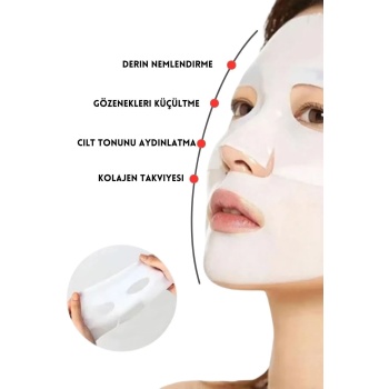 10 Adet Bio Kolajen Şeffaflaşan Yüz Maskesi – Nemlendirici, Gözenek Sıkılaştırıcı, Canlandırıcı