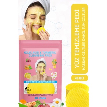 Leke Karşıtı Kojik Asit Zerdeçal Yüz Temizleme Pedi 40 Adet