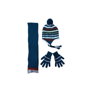 3lü Çocuk Triko Atkı Bere Eldiven Seti (3-7 Yaş) – Kışlık Aksesuar Takımı Lacivert