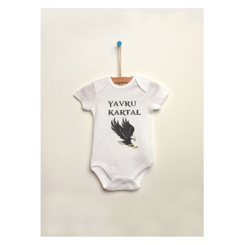 Yavru Kartal Baskılı %100 Pamuklu Çıtçıtlı Bebek Body Zıbın Atlet Tulum