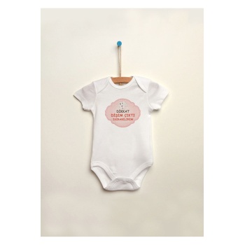 Dikkat Dişim Çıktı Baskılı %100 Pamuklu Çıtçıtlı Bebek Body Zıbın Atlet Tulum