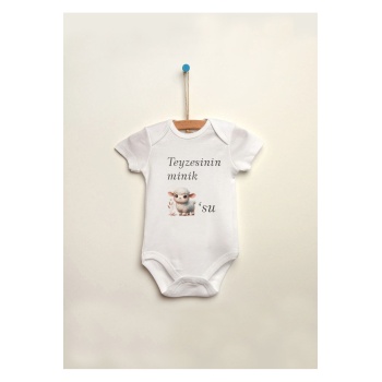 Teyzesinin Minik Kuzusu Baskılı %100 Pamuklu Çıtçıtlı Bebek Body Zıbın Atlet Tulum