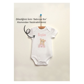 İsme Özel İsimli Baskılı %100 Pamuklu Çıtçıtlı Bebek Body Zıbın Atlet Tulum
