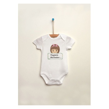 Teyzem Halleder Baskılı %100 Pamuklu Çıtçıtlı Bebek Body Zıbın Atlet Tulum