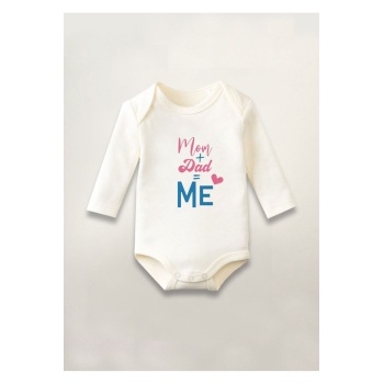 Dad Mom Me Baskılı Pamuklu Uzun Kollu Çıtçıtlı Bebek Body Zıbın Atlet Tulum
