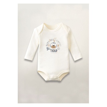 Tiger Kaplan Baskılı Pamuklu Uzun Kollu Çıtçıtlı Bebek Body Zıbın Atlet Tulum