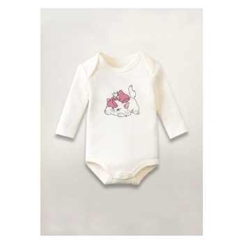 Pembe Kurdaleli Kedi Baskılı Pamuklu Uzun Kollu Çıtçıtlı Bebek Body Zıbın Atlet Tulum