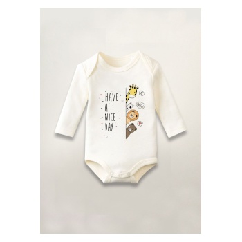 Have Nice Day İyi Günler Baskılı Pamuklu Uzun Kollu Çıtçıtlı Bebek Body Zıbın Atlet Tulum