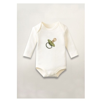 Emzik Baskılı Pamuklu Uzun Kollu Çıtçıtlı Bebek Body Zıbın Atlet Tulum