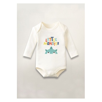 Canavar Baskılı Pamuklu Uzun Kollu Çıtçıtlı Bebek Body Zıbın Atlet Tulum