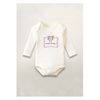 Dişim Çıktı Baskılı Pamuklu Uzun Kollu Çıtçıtlı Bebek Body Zıbın Atlet Tulum