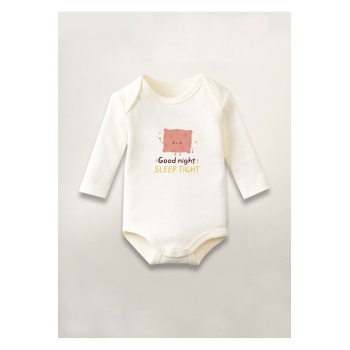 Good Night İyi Geceler Baskılı Pamuklu Uzun Kollu Çıtçıtlı Bebek Body Zıbın Atlet Tulum