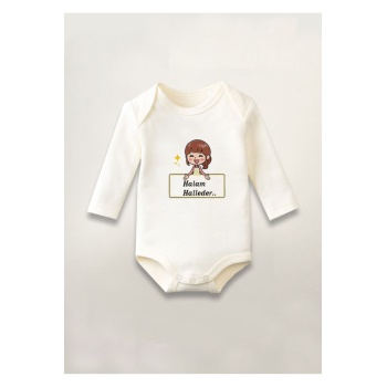 Halam Halleder Baskılı Pamuklu Uzun Kollu Çıtçıtlı Bebek Body Zıbın Atlet Tulum