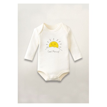 Good Morning Günaydın Baskılı Pamuklu Uzun Kollu Çıtçıtlı Bebek Body Zıbın Atlet Tulum