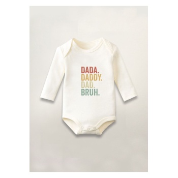 Dady Dad Bruh Baskılı Pamuklu Uzun Kollu Çıtçıtlı Bebek Body Zıbın Atlet Tulum